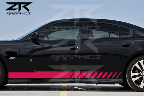 2011-2014 Dodge Charger Gradient Rocker Panel Stripes Vinyl Graphics Kit