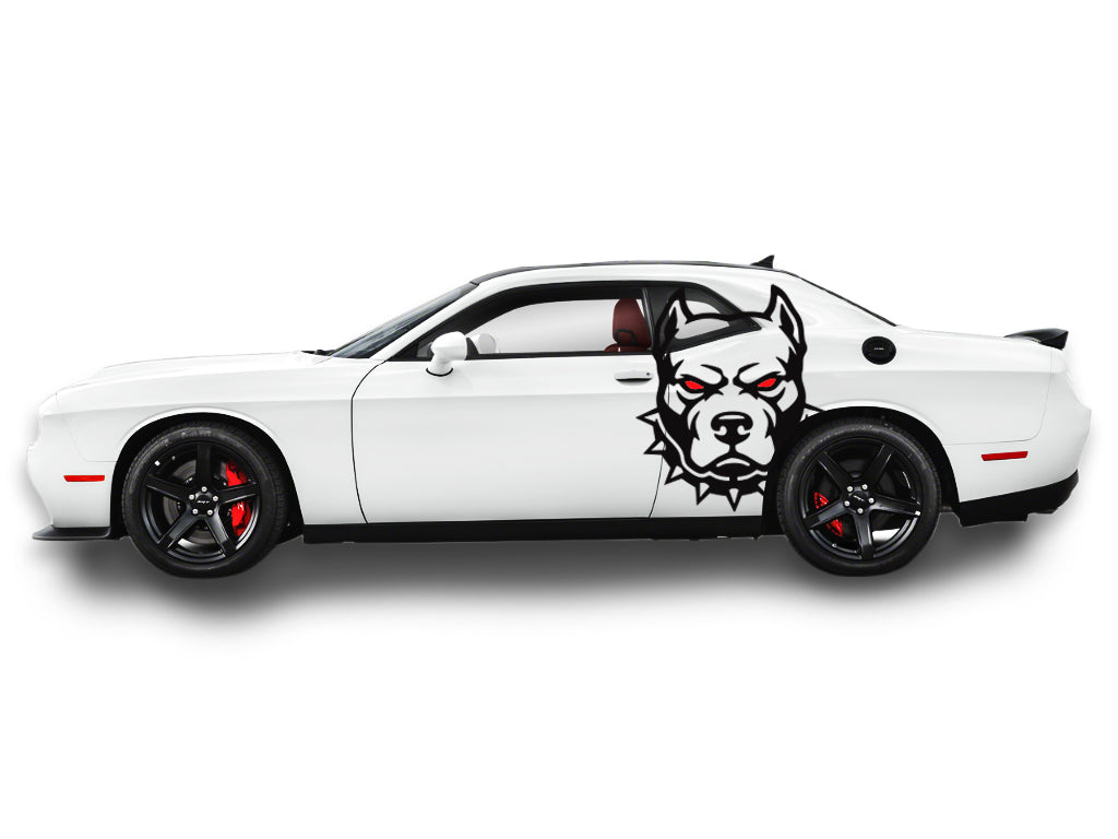 Dodge Challenger Extra Large Angry Pitbull Body Decals