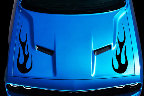 Dodge Challenger Flames Hood Decals