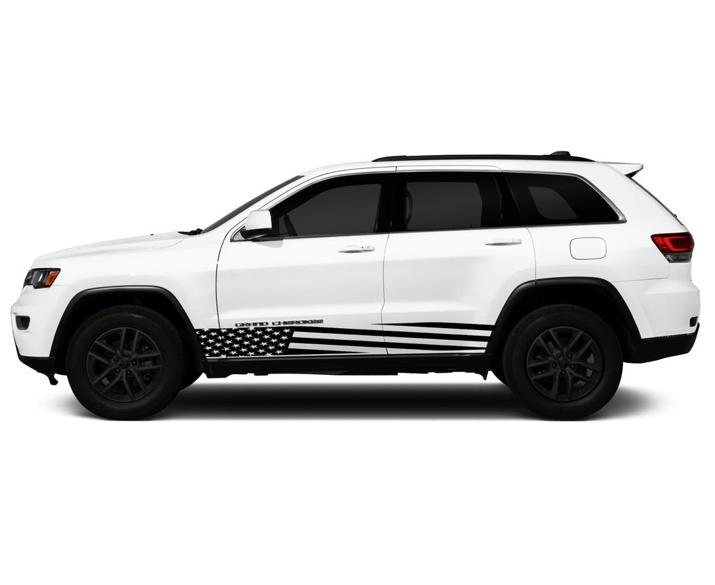 Jeep Grand Cherokee USA Rocker Panel Flags Vinyl Decals Graphics