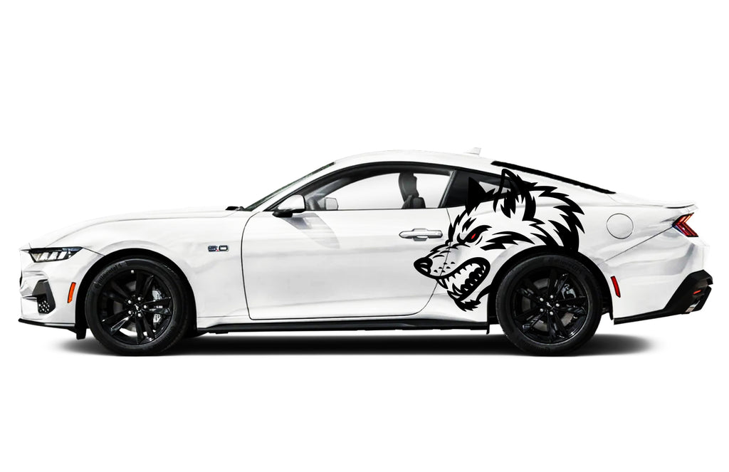 Ford Mustang Extra Large Angry Coyote Head Side Vinyl Decal Graphics