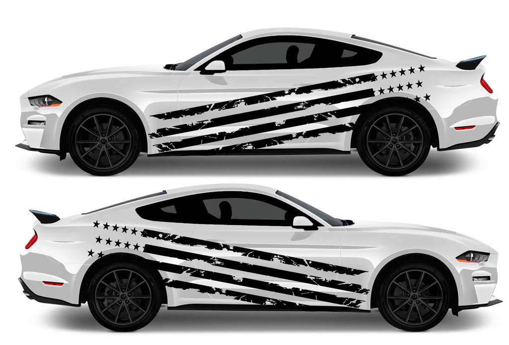 Stripes and Stars Large Side Vinyl Decal Graphics Fits Ford Mustang