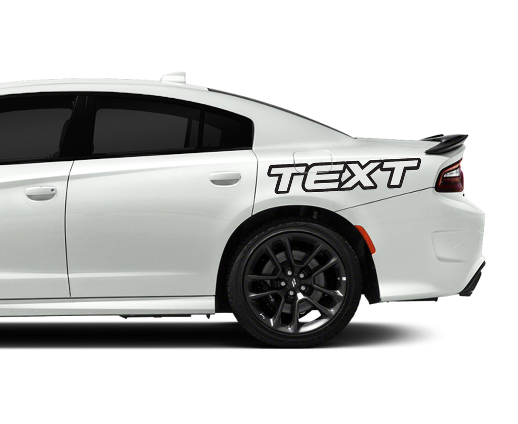 Dodge Charger Quarter Panel Custom Outlined Text Decals