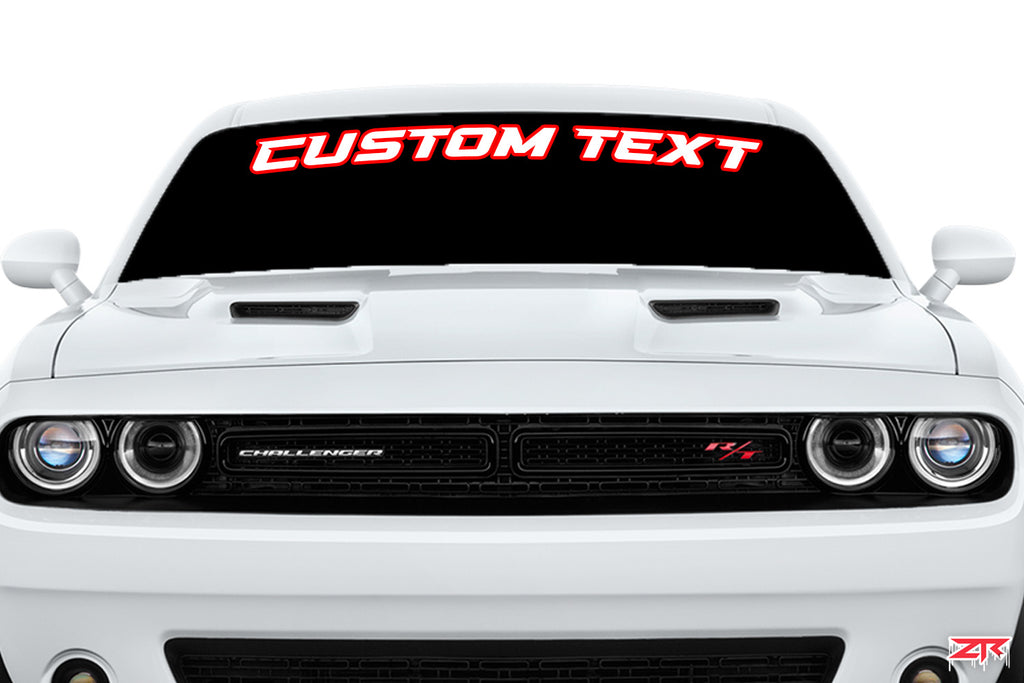 Custom Outlined Text Dodge Challenger Windshield Vinyl Decal