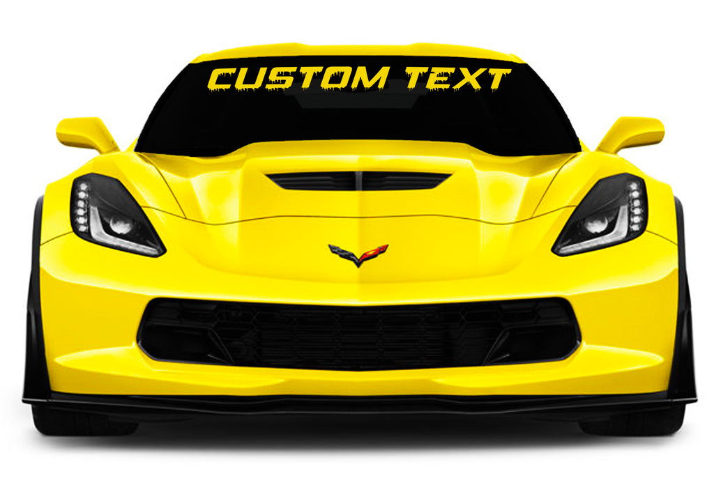 Chevy Corvette Custom Dripping Text Windshield Vinyl Decal