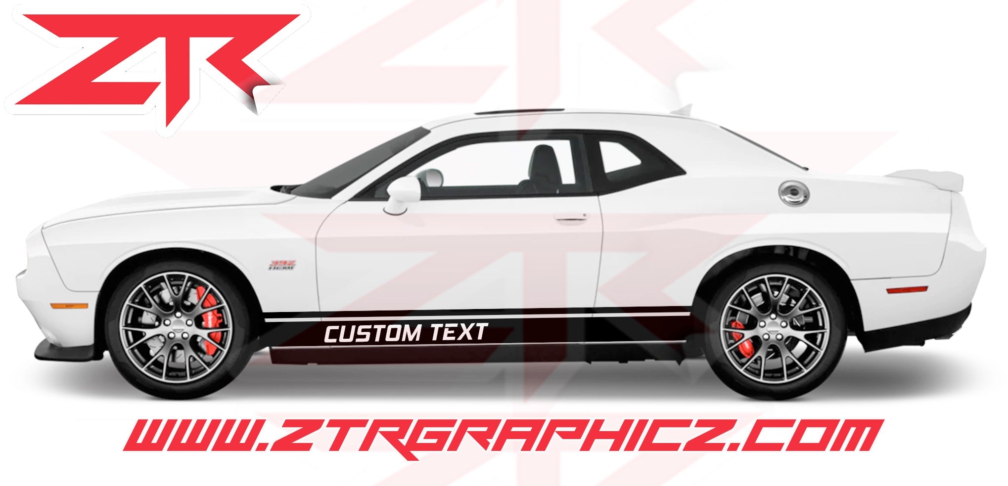 Custom Text Double Rocker Panel Stripes Vinyl Graphics Kit – ztr