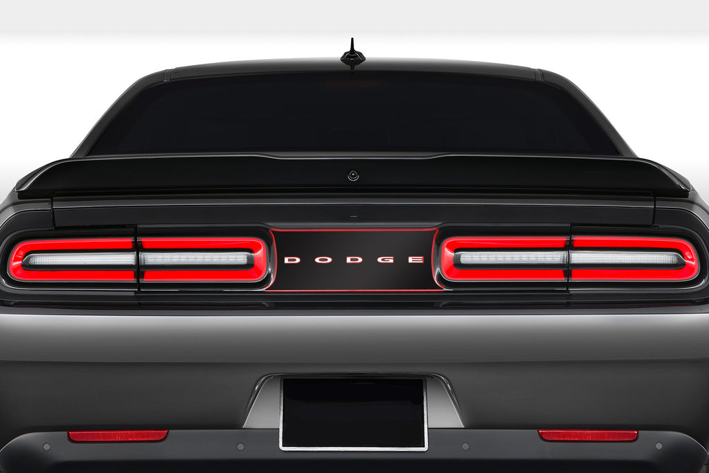 Solid Dodge Challenger Taillight Divider Protector Decal With Dodge Lettering Cutout