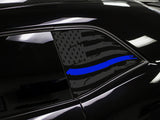 Dodge Challenger Distressed American Blue Line Police Support Flag Window Decal