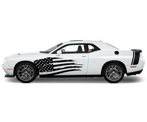 Dodge Challenger Distressed American USA Flag Side Body Decal
