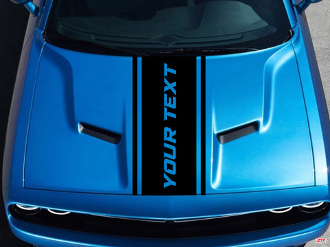 Dodge Challenger Custom Text Striped Hood Racing Stripe Decal