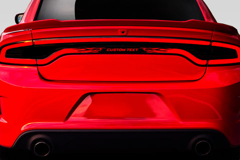 Dodge Charger Custom Text Flaming Racetrack Taillight Vinyl Decal