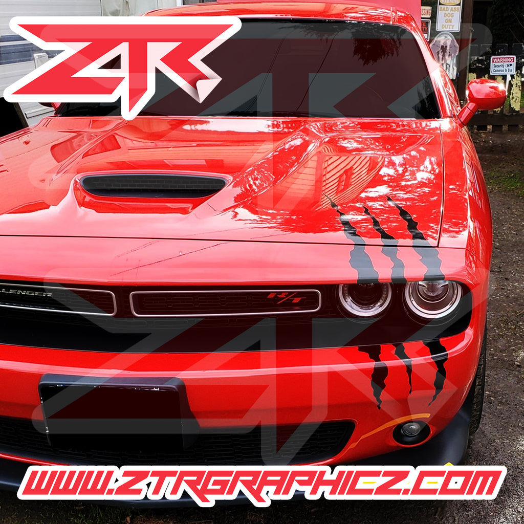 Dodge Challenger Large Oversize Headlight Claw Scratch Mark Decal Graphic Sticker