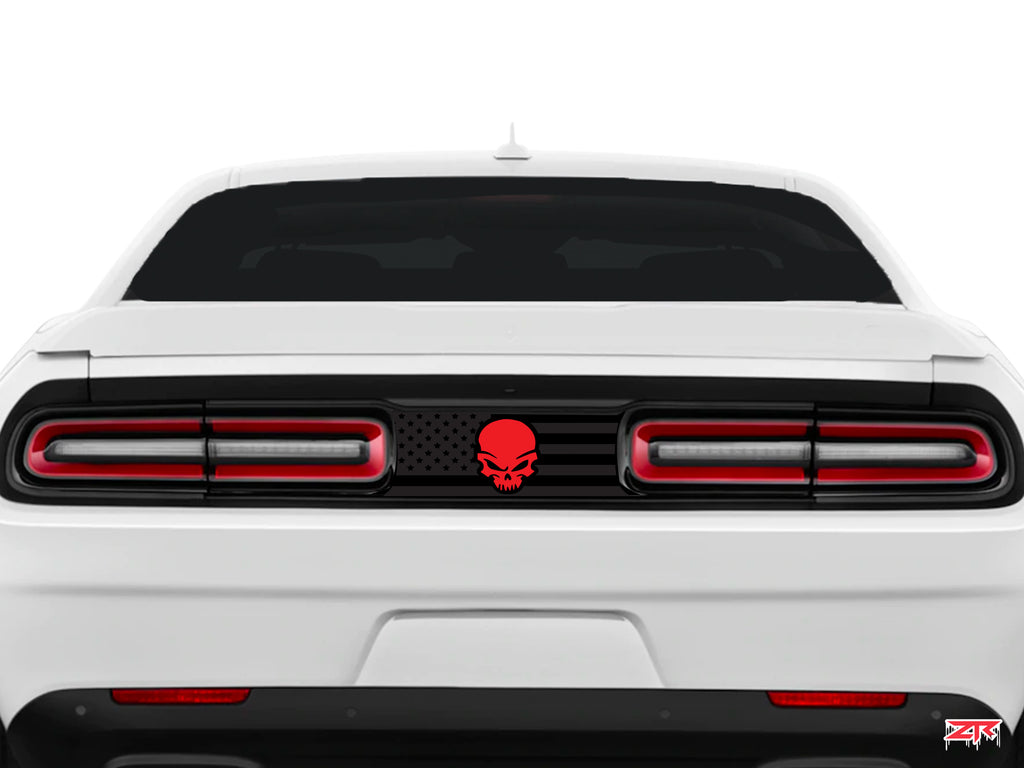 Dodge Challenger USA Flag and Skull  Taillight Divider Decal