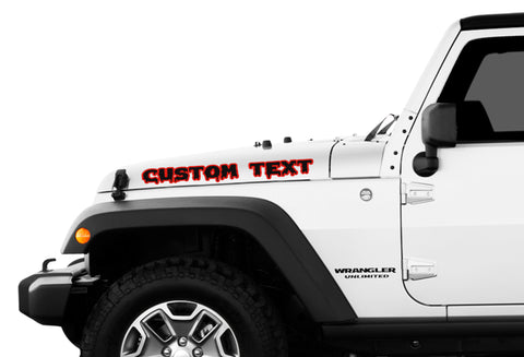 Custom Outlined Dripping Text Jeep Hood Vinyl Decal Set