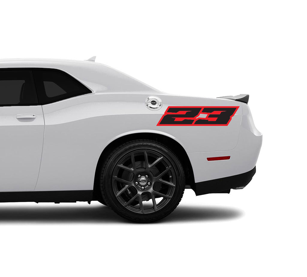 Dodge Challenger Rear Custom Outlined Racing Numbers