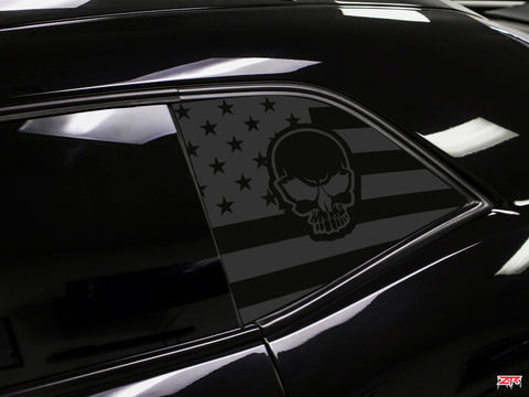 Dodge Challenger Skull  American Flag Window Decals
