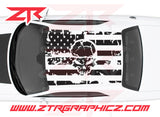 2008-2023 Dodge Challenger American USA Flag with Skull Roof Decal
