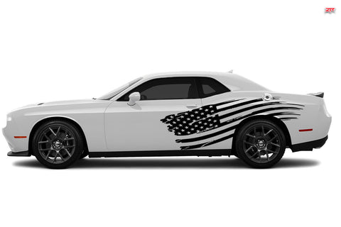 Dodge Challenger Extra Large American USA Distressed Rear Body Decals