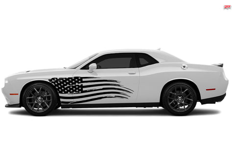 Dodge Challenger Extra Large American USA Distressed Flag Body Decals
